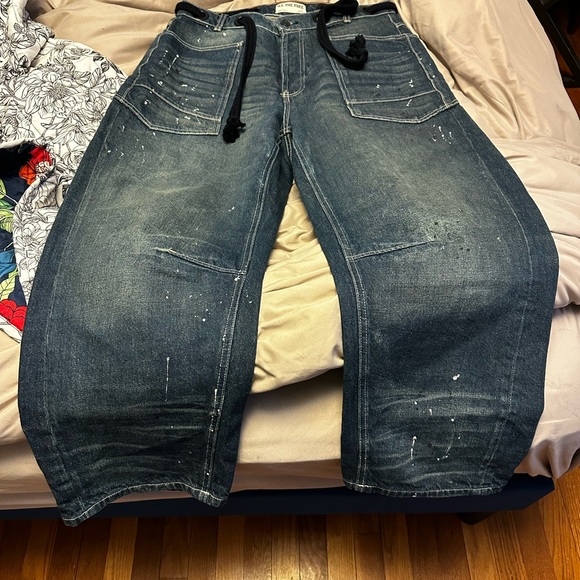 We The Free Other - Free People Moxie Barrel Cerulean Blue RARE COLORWAY Hot Trend Size 24 see 📏